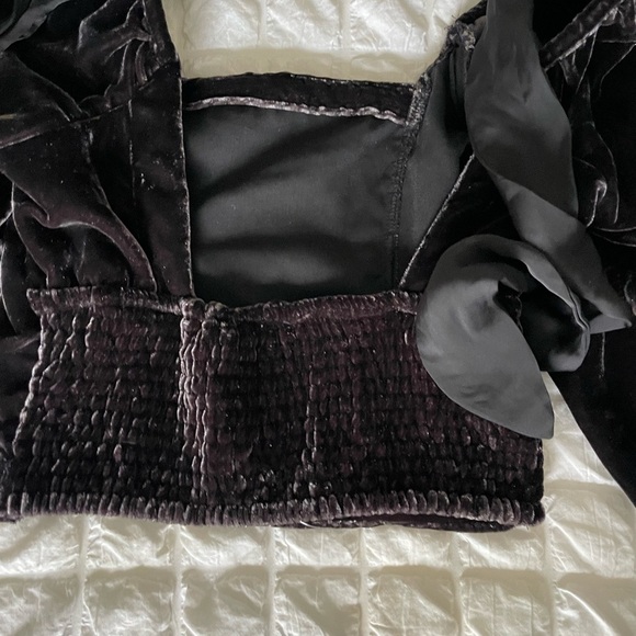 Free People Marie velour puff sleeve crop top - Picture 10 of 12